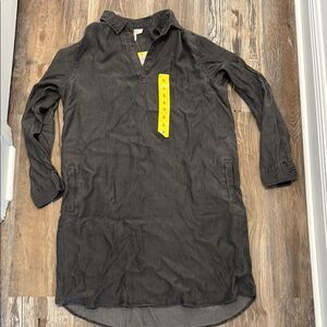 Grey Long-Sleeve Tunic Dress